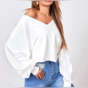 Cropped white sweater